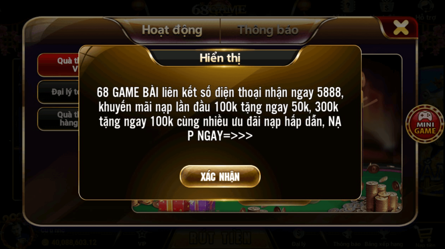 Khuyến mãi Game bài 68GB cực kỳ đa dạng